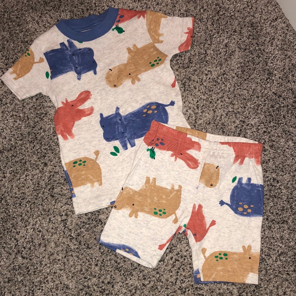 hippo printed baby boy 12m jammies carters
